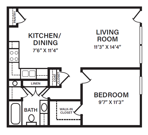 1 Bed - 1 Bath | 552 sq. ft.